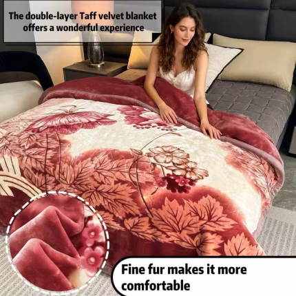 1pc Heavy-Duty Double-Layer Flannel Blanket with Thickened Edges - All-Season Soft Warm Bedspread, Plush -Like Texture for Couch, Car & Travel