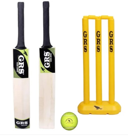 Kids Zone Popular Willow Cricket Bat with Wicket Set & 1 Tennis Ball for Kids (Size 3, Age 6–10-Year-Old Kids) Multicolor New Edition